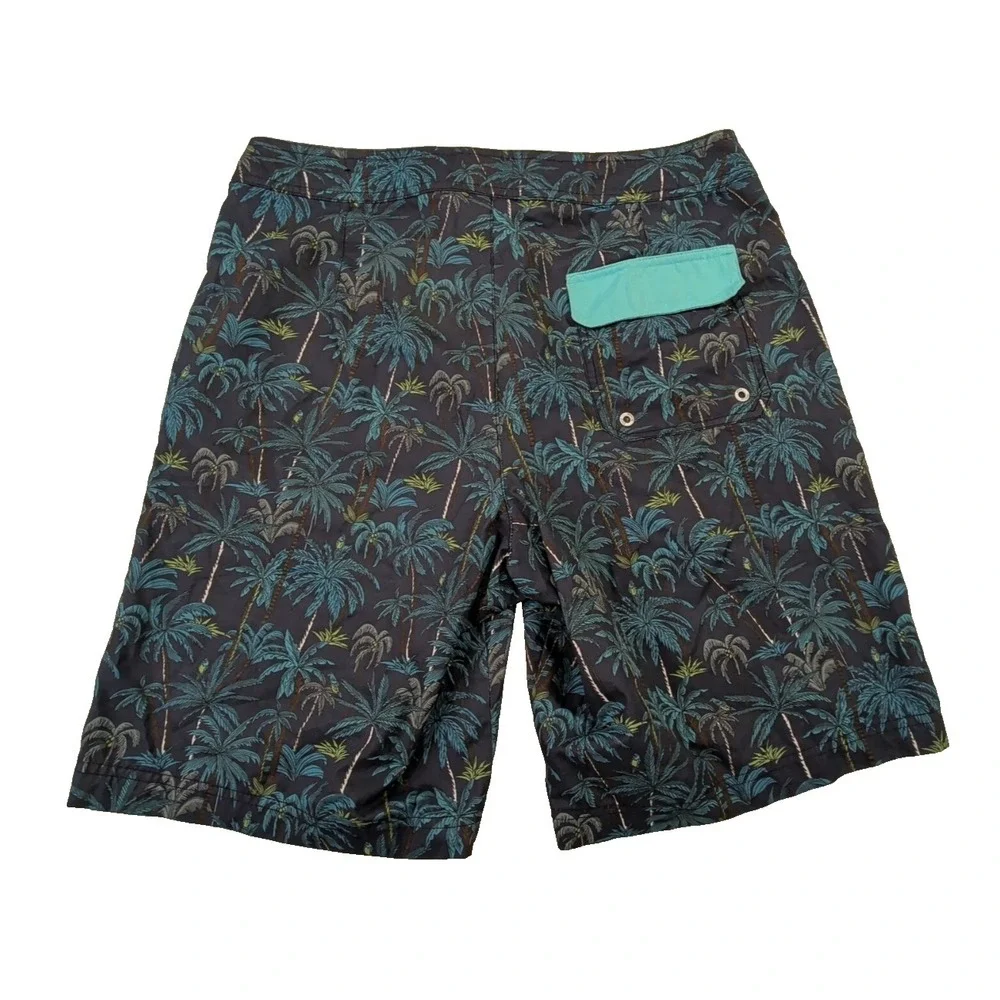 American Eagle Board Shorts Mens M Blue Palm‎ Trees Swim Beach Pool Vacation